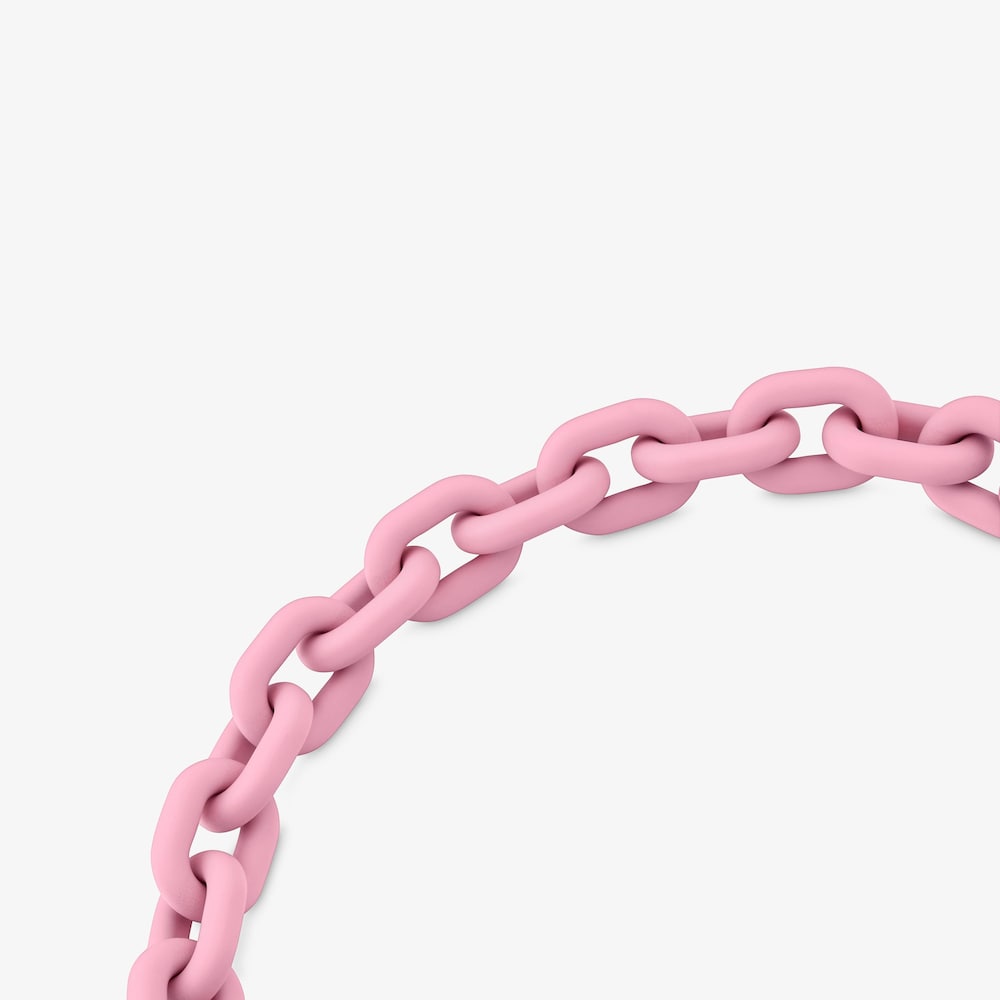 Collier cha&icirc;ne en ac&eacute;tate de couleur rose et anneau en argent TOUS Hold Oval