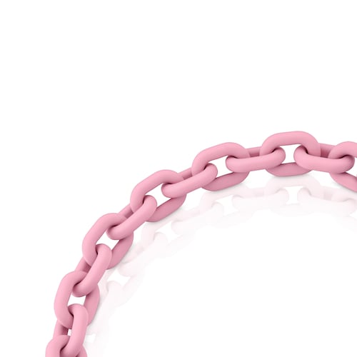Pink resin Chain necklace and silver ring TOUS Hold Oval