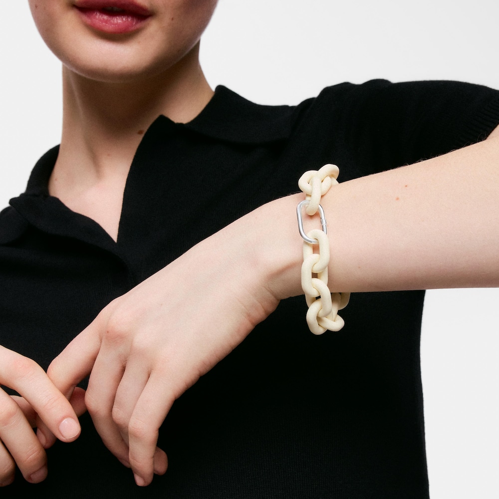 Beige acetate Chain bracelet and silver ring TOUS Hold Oval