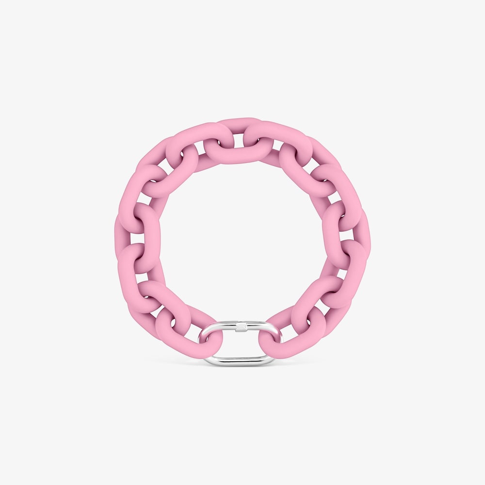 Pink acetate Chain bracelet and silver ring TOUS Hold Oval