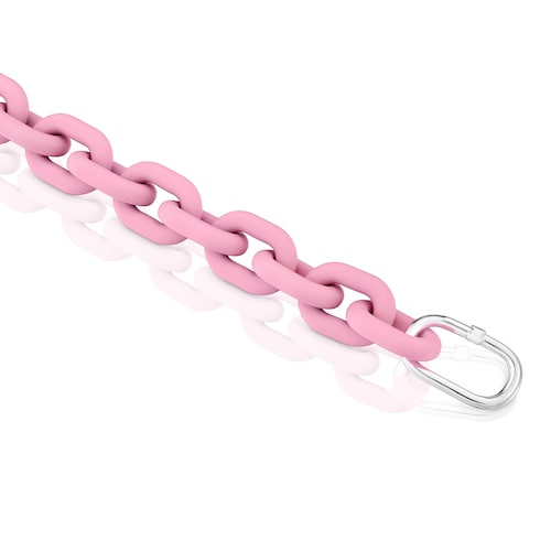 Pulsera cadena de resina en color rosa y anilla de plata Hold Oval