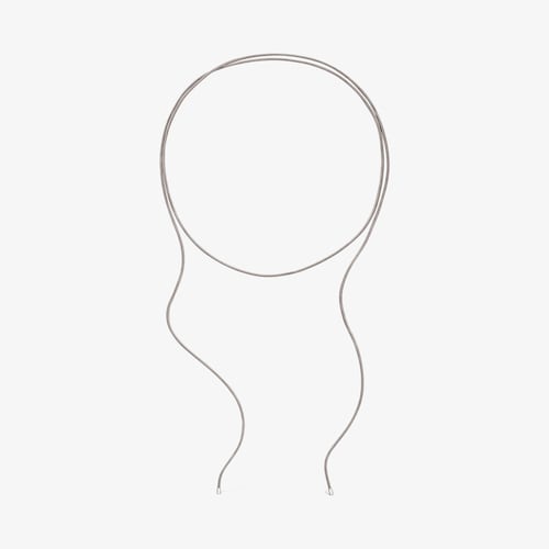 Collar largo de plata y cord&oacute;n color gris TOUS Basics