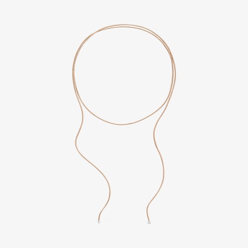 Collar largo de plata y cord&oacute;n color marr&oacute;n TOUS Basics