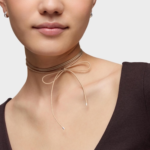 Collana lunga in argento e cordino marrone TOUS Basics