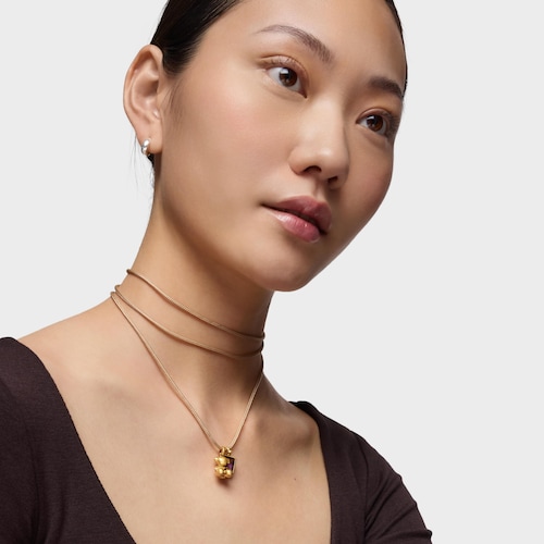 Collana lunga in argento e cordino marrone TOUS Basics