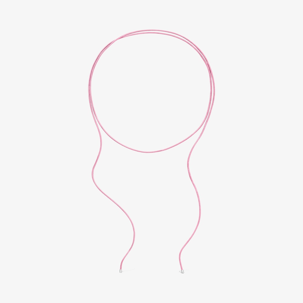 Collar largo de plata y cord&oacute;n color rosa TOUS Basics