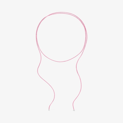 Dlouh&yacute; stř&iacute;brn&yacute; N&aacute;hrdeln&iacute;k s&nbsp;růžovou &scaron;ňůrkou TOUS Basics