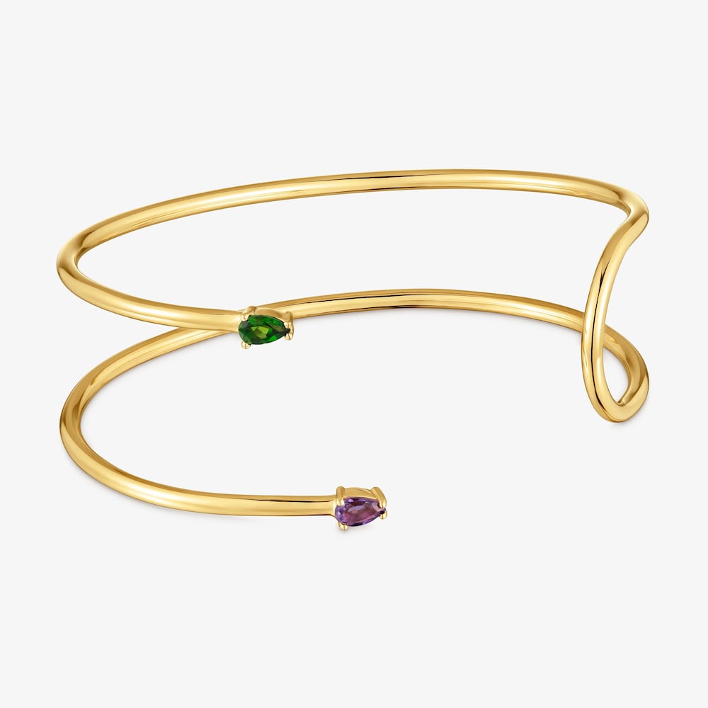 Pulsera esclava con ba&ntilde;o de oro 18&nbsp;kt sobre plata y gemas Lio