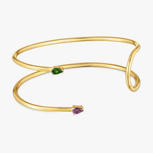 Pulsera esclava con ba&ntilde;o de oro 18&nbsp;kt sobre plata y gemas Lio