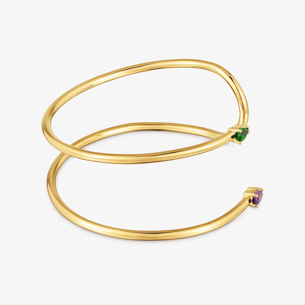 Pulsera esclava con ba&ntilde;o de oro 18&nbsp;kt sobre plata y gemas Lio