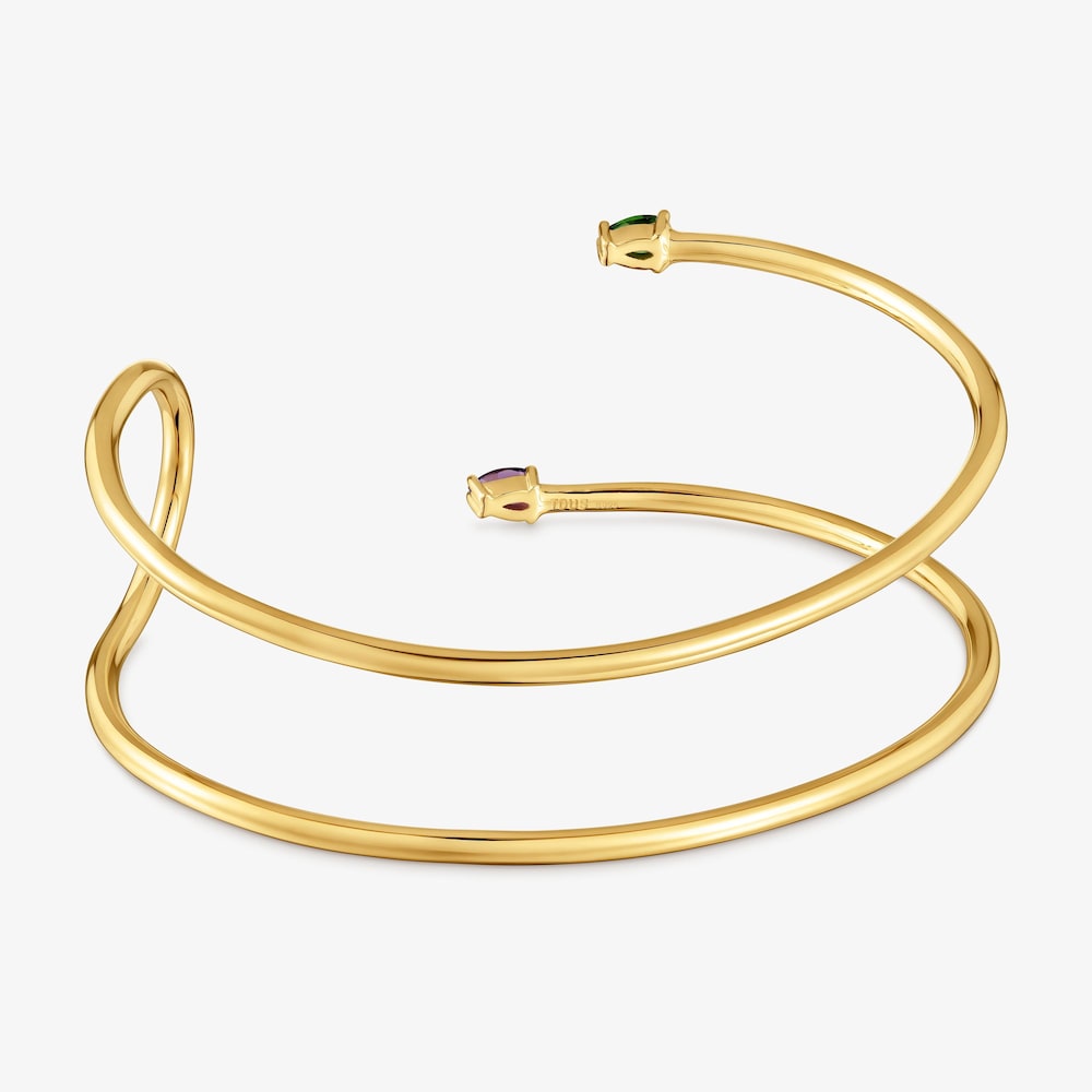 Pulsera esclava con ba&ntilde;o de oro 18&nbsp;kt sobre plata y gemas Lio