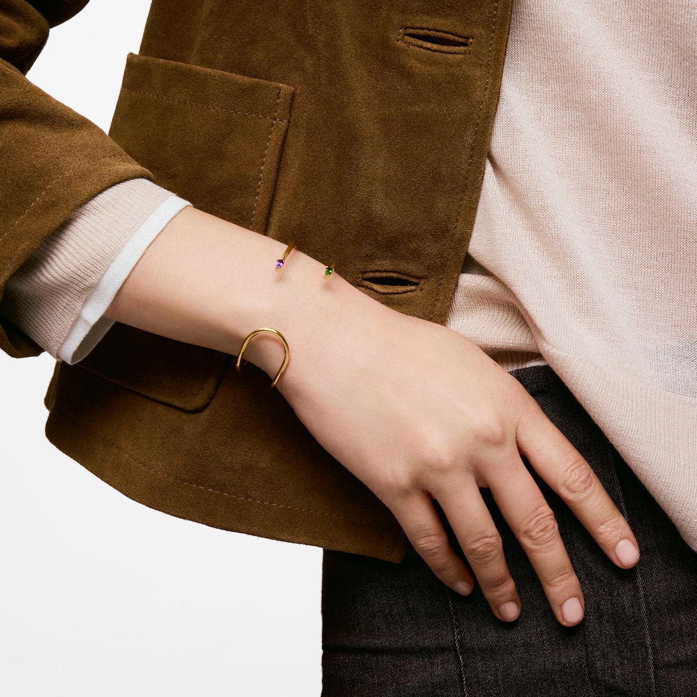 N&aacute;ramek ze stř&iacute;bra pozlacen&eacute;ho 18kar&aacute;tov&yacute;m zlatem s&nbsp;drah&yacute;mi kameny TOUS Lio