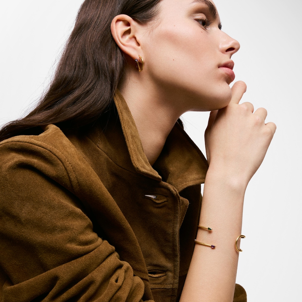 N&aacute;ramek ze stř&iacute;bra pozlacen&eacute;ho 18kar&aacute;tov&yacute;m zlatem s&nbsp;drah&yacute;mi kameny TOUS Lio