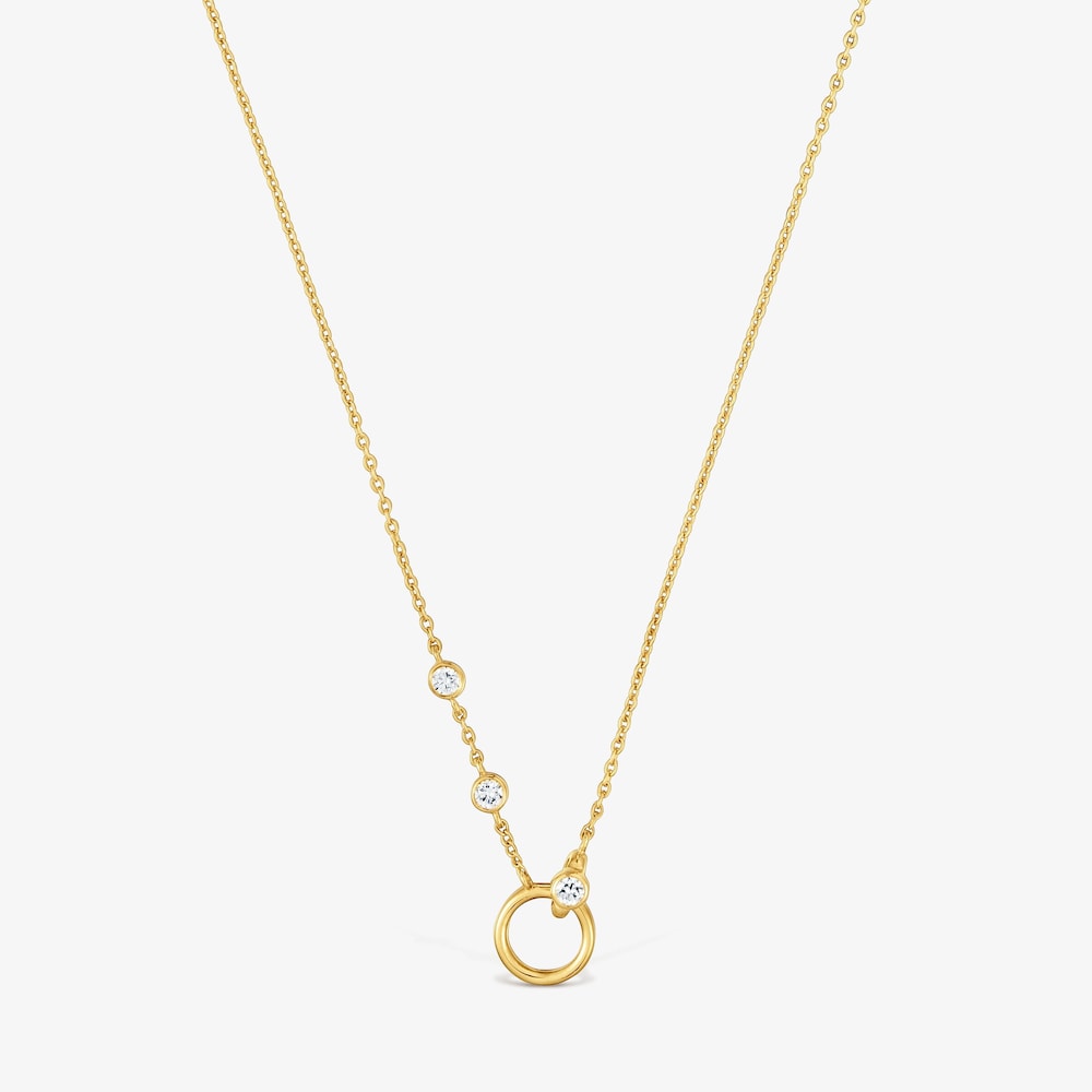 Collana in argento placcato oro 18&nbsp;kt e diamanti creati in laboratorio TOUS Straight LGD