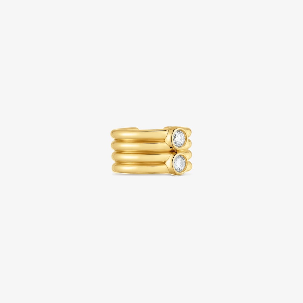 Earcuff con ba&ntilde;o de oro 18 kt sobre plata y diamantes creados en laboratorio Straight LGD