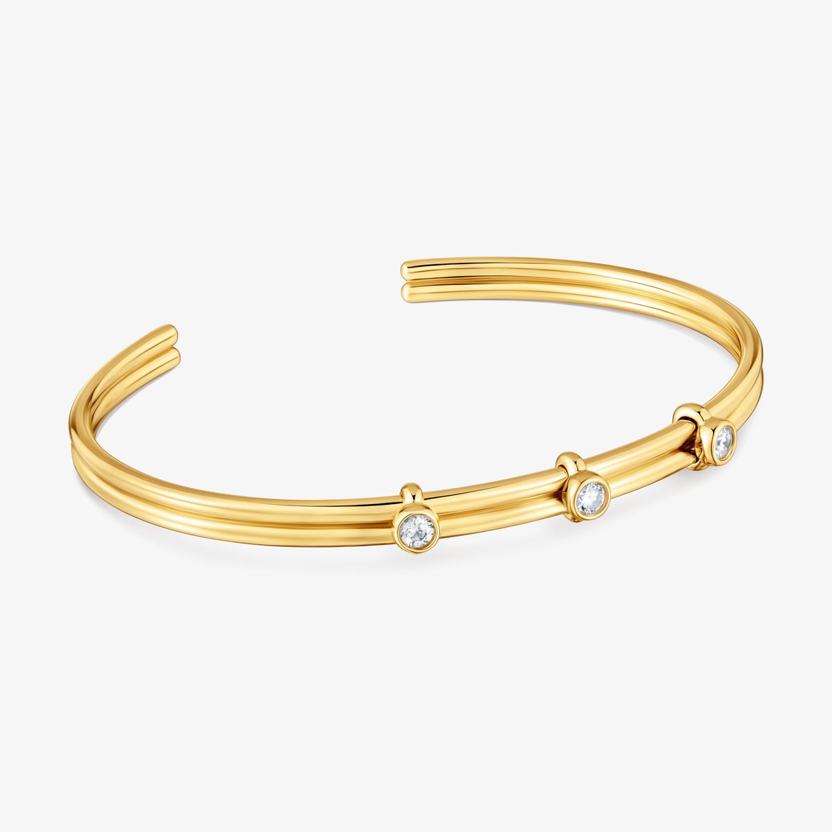 Tous - Pulsera Esclava Con Baño De Oro 18 Kt Sobre Plata Y Diamantes Creados En Laboratorio Straight Lgd - Transparente