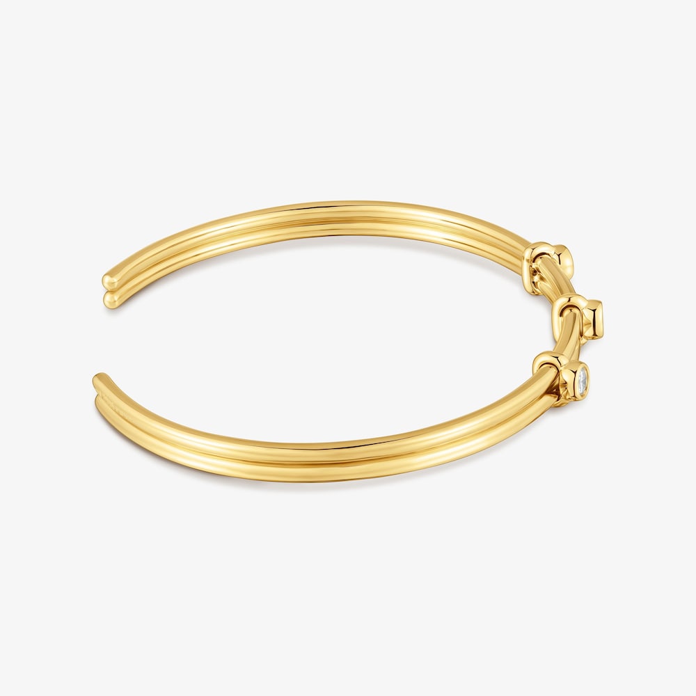 Bracciale rigido in argento placcato oro 18&nbsp;kt e diamanti creati in laboratorio TOUS Straight LGD