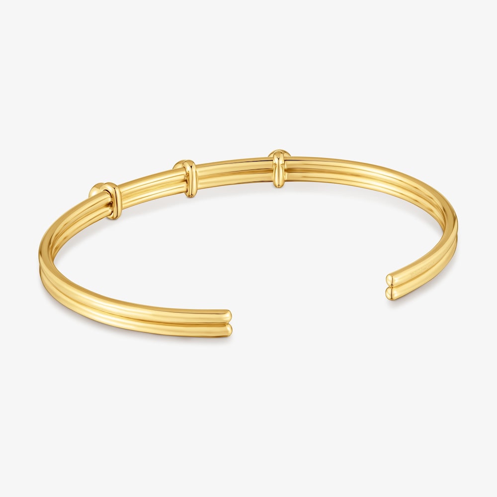 Bracciale rigido in argento placcato oro 18&nbsp;kt e diamanti creati in laboratorio TOUS Straight LGD