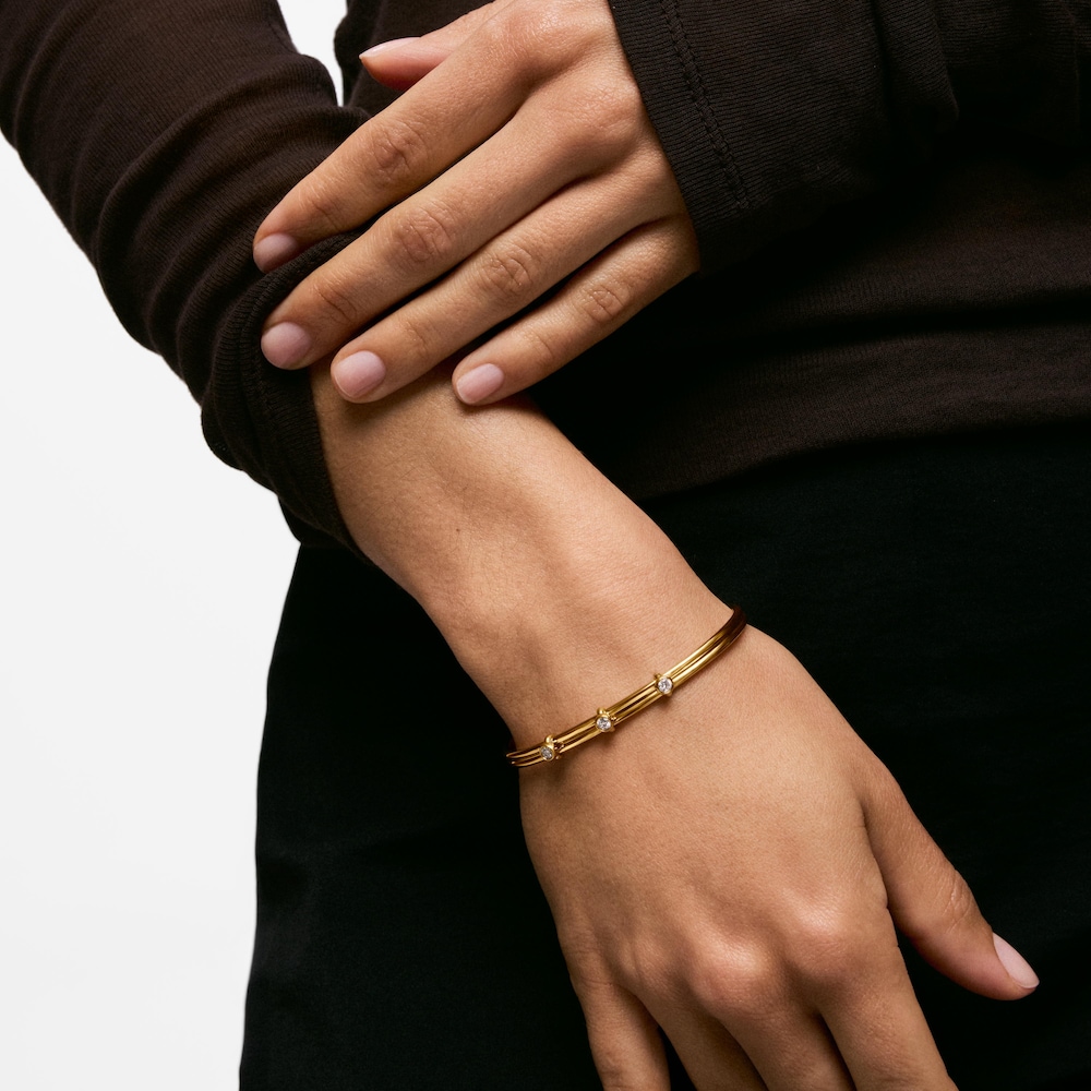 Armreif aus 18&nbsp;kt vergoldetem Silber mit im Labor gez&uuml;chteten Diamanten TOUS Straight LGD