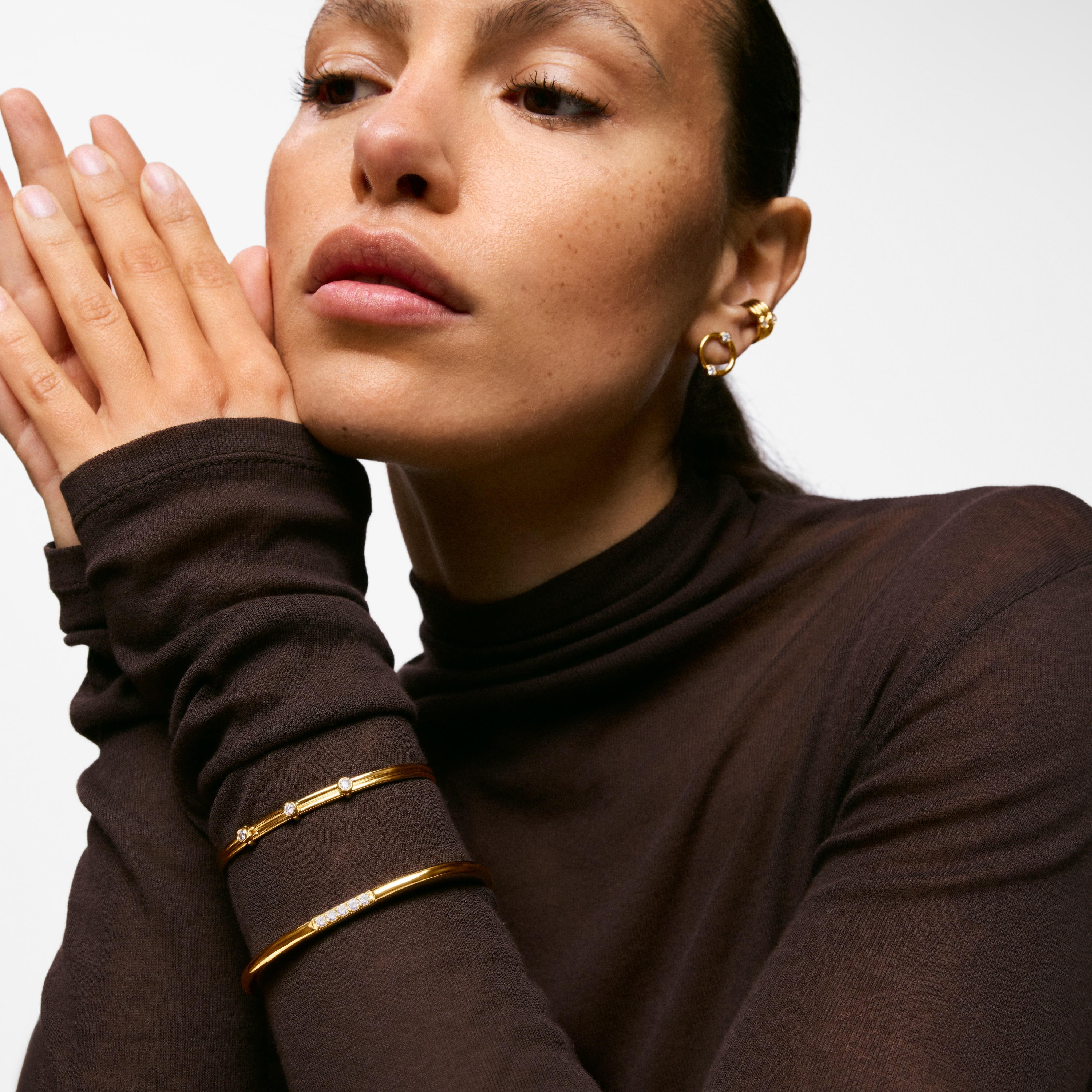 Bangle with 18kt gold vermeil and laboratory-grown diamonds TOUS Straight LGD
