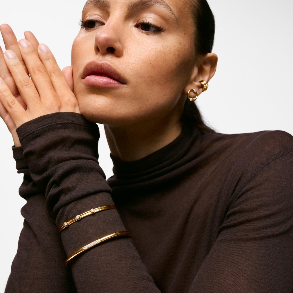 Armreif aus 18&nbsp;kt vergoldetem Silber mit im Labor gez&uuml;chteten Diamanten TOUS Straight LGD