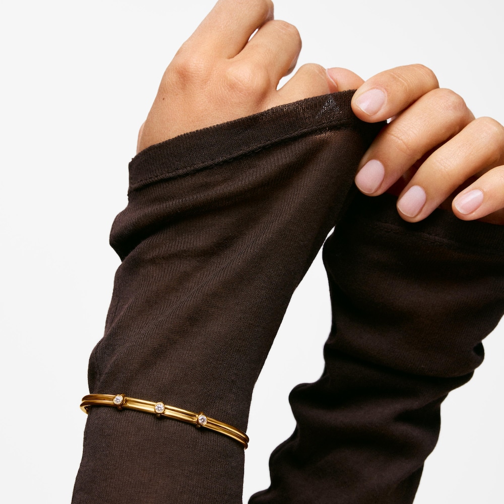 Armreif aus 18&nbsp;kt vergoldetem Silber mit im Labor gez&uuml;chteten Diamanten TOUS Straight LGD