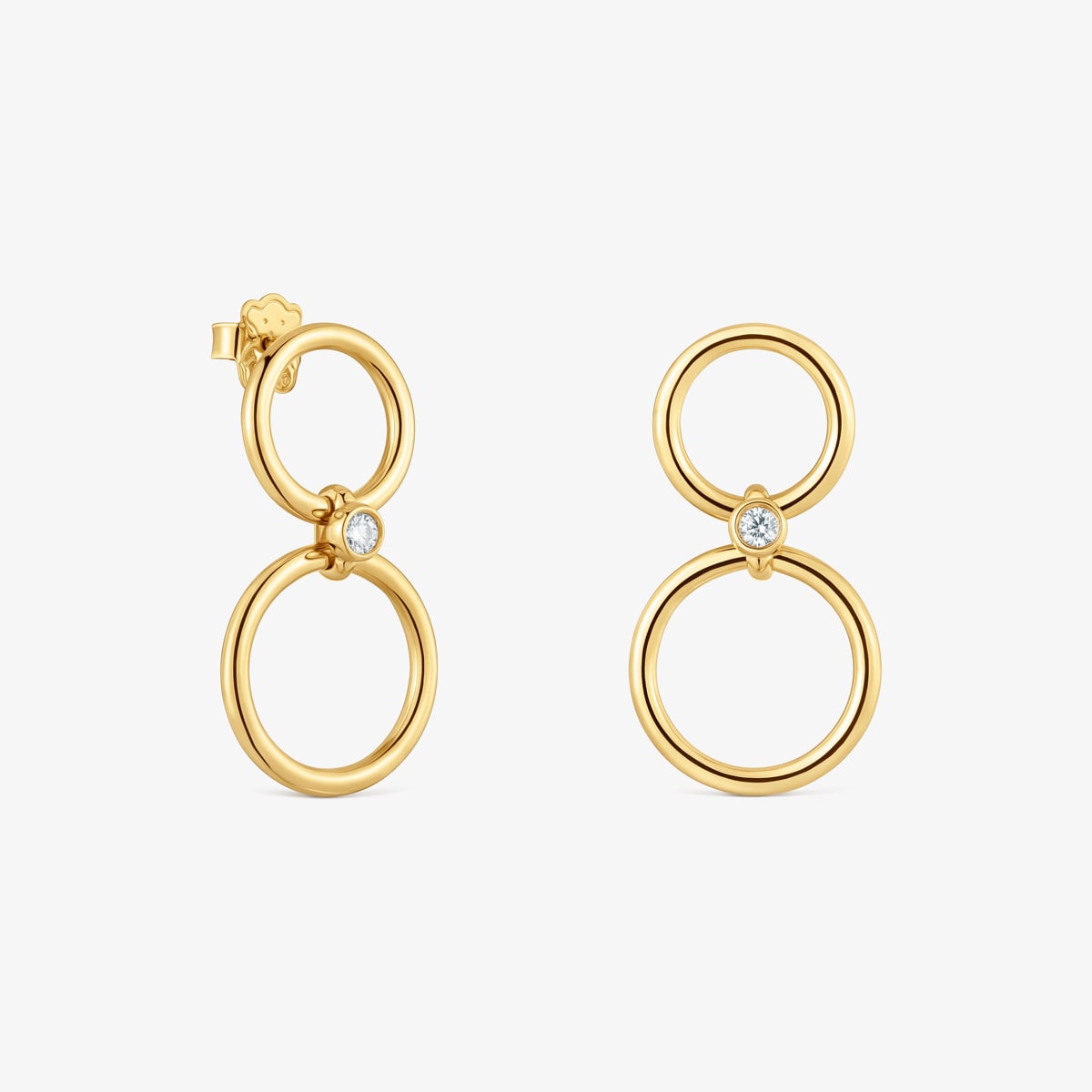 Tous - Pendientes Cortos Con Baño De Oro 18 Kt Sobre Plata Y Diamantes Creados En Laboratorio Straight Lgd - Transparente