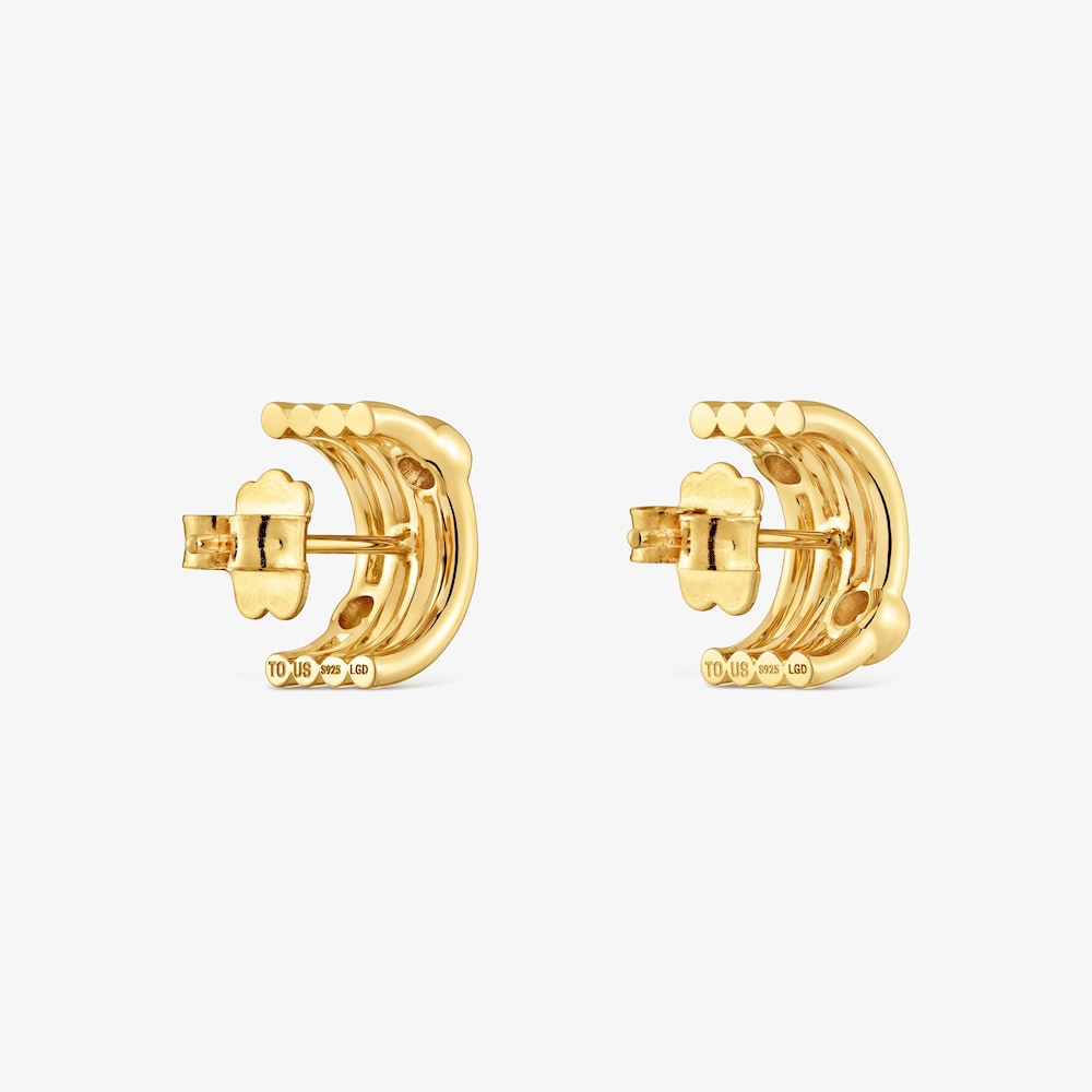 Pendientes con ba&ntilde;o de oro 18 kt sobre plata y diamantes creados en laboratorio Straight LGD