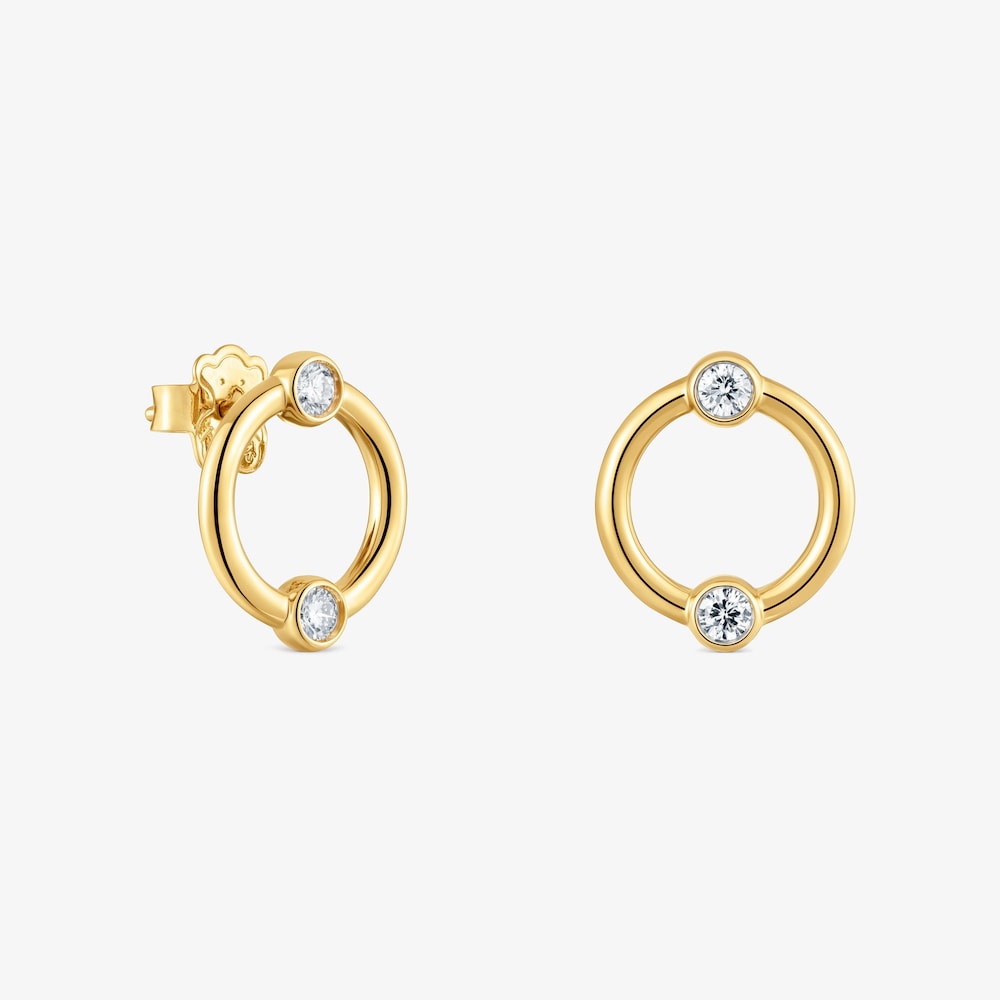 Boucles d&rsquo;oreilles cercle en argent plaqu&eacute; or 18&nbsp;ct et diamants cr&eacute;&eacute;s en laboratoire TOUS Straight LGD