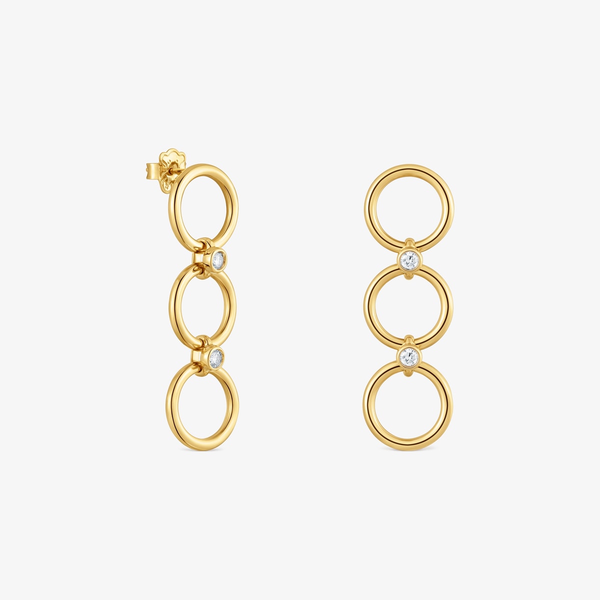 Tous - Pendientes Largos Con Baño De Oro 18 Kt Sobre Plata Y Diamantes Creados En Laboratorio Straight Lgd - Transparente