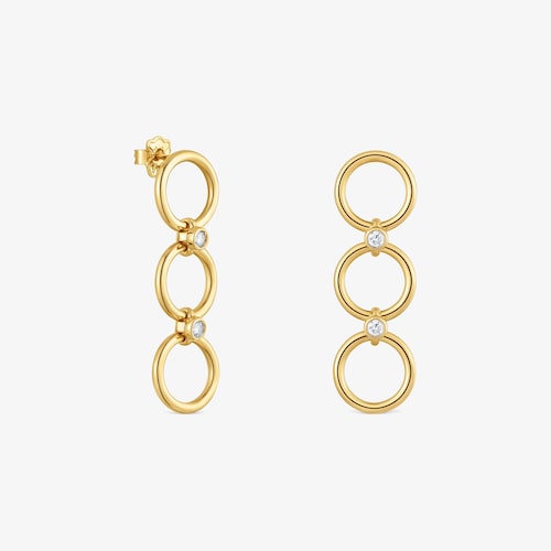 Dlouh&eacute; n&aacute;u&scaron;nice ze stř&iacute;bra pozlacen&eacute;ho 18kar&aacute;tov&yacute;m zlatem s&nbsp;laboratorně vytvořen&yacute;mi diamanty TOUS Straight LGD