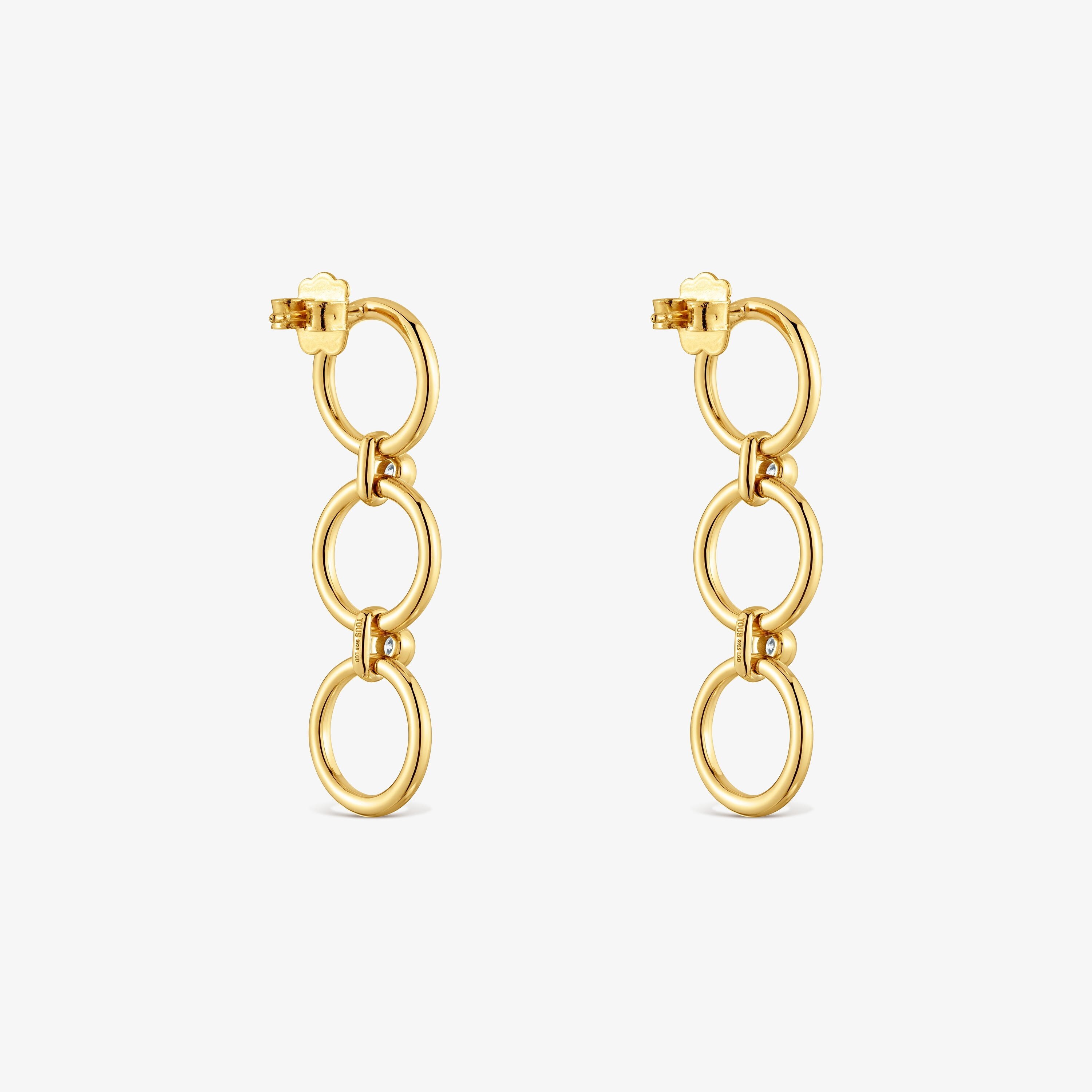 Long earrings with 18kt gold vermeil and laboratory-grown diamonds TOUS Straight LGD