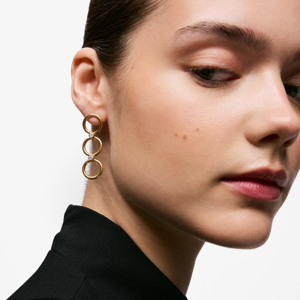 Boucles d&rsquo;oreilles en argent plaqu&eacute; or 18&nbsp;ct et diamants cr&eacute;&eacute;s en laboratoire longues TOUS Straight LGD