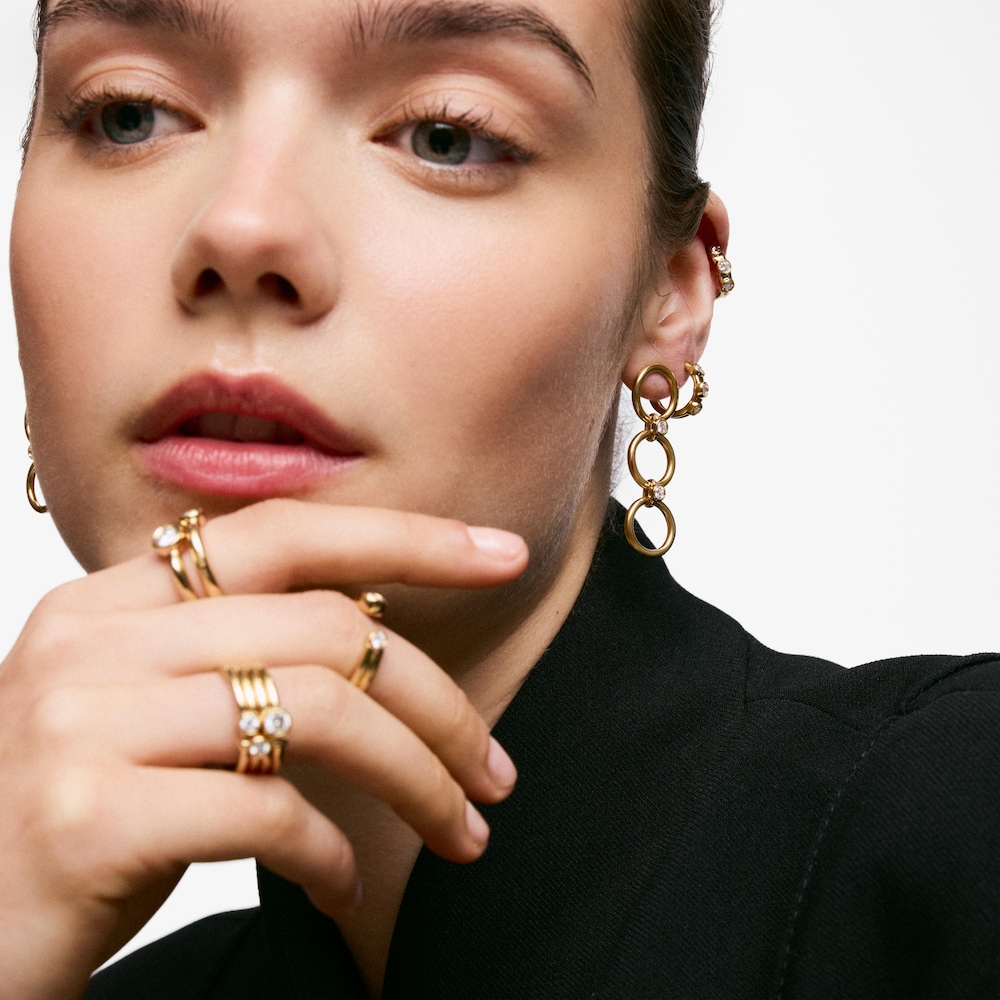 Boucles d&rsquo;oreilles en argent plaqu&eacute; or 18&nbsp;ct et diamants cr&eacute;&eacute;s en laboratoire longues TOUS Straight LGD