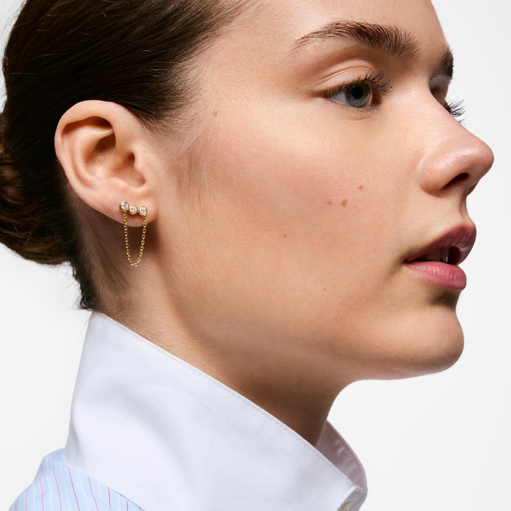 Kolczyki łańcuszkowe powlekane 18-karatowym złotem z laboratoryjnie hodowanymi diamentami TOUS Straight LGD