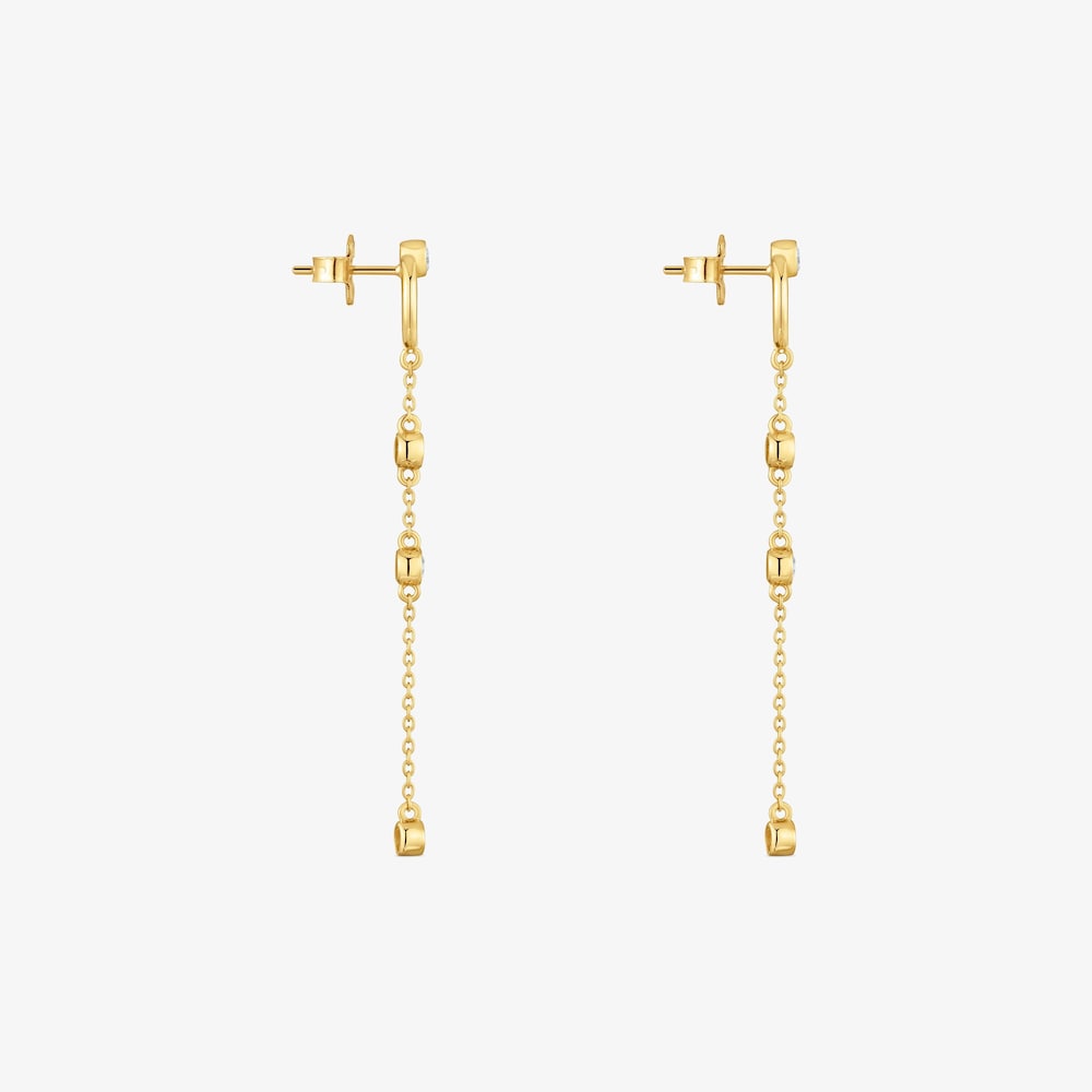 Brincos compridos com banho de ouro de 18&nbsp;K sobre prata e diamantes criados em laborat&oacute;rio TOUS Straight LGD