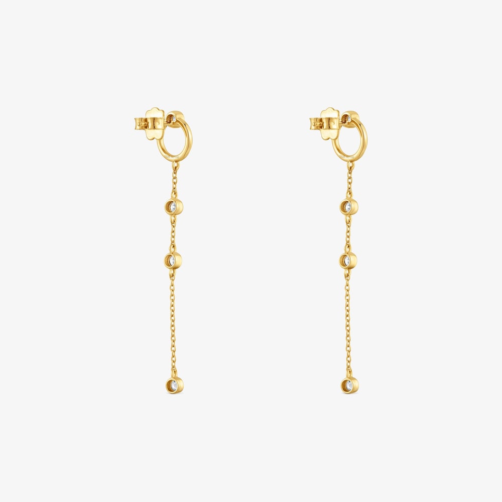 Brincos compridos com banho de ouro de 18&nbsp;K sobre prata e diamantes criados em laborat&oacute;rio TOUS Straight LGD