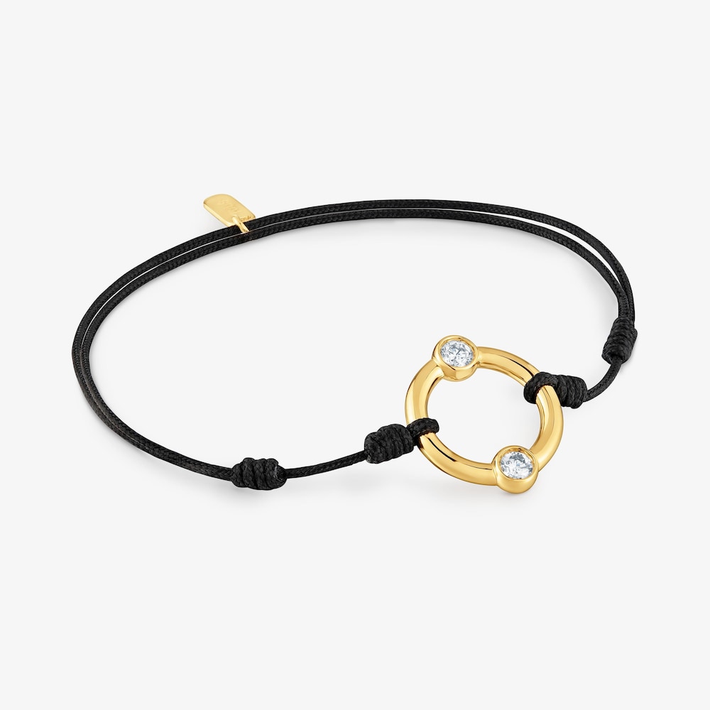 Bracciale in argento placcato oro 18&nbsp;kt, diamanti creati in laboratorio e nylon TOUS Straight LGD