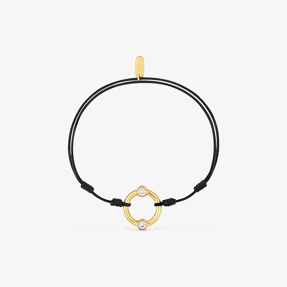 Bracciale in argento placcato oro 18&nbsp;kt, diamanti creati in laboratorio e nylon TOUS Straight LGD