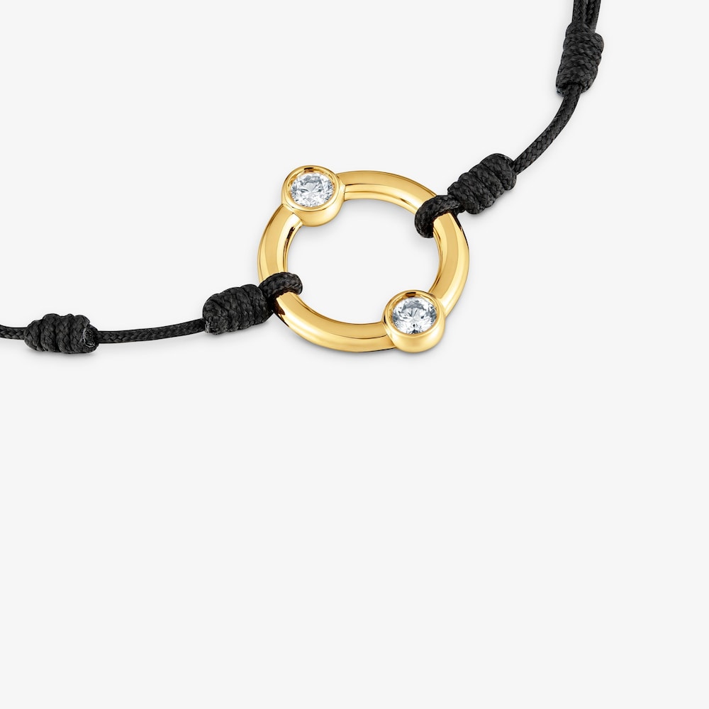 Bracciale in argento placcato oro 18&nbsp;kt, diamanti creati in laboratorio e nylon TOUS Straight LGD