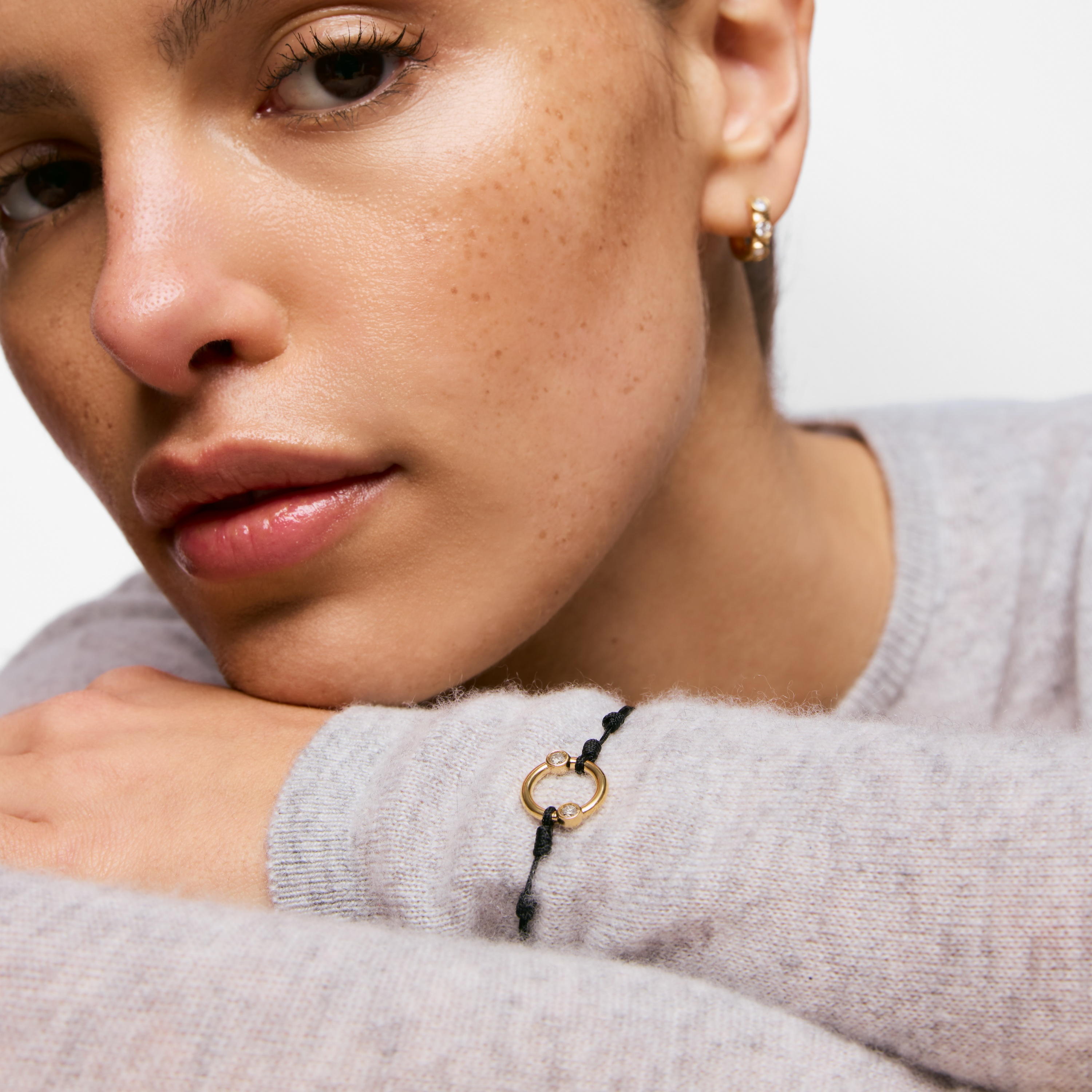 Bracelet with 18kt gold vermeil, laboratory-grown diamonds and nylon TOUS Straight LGD