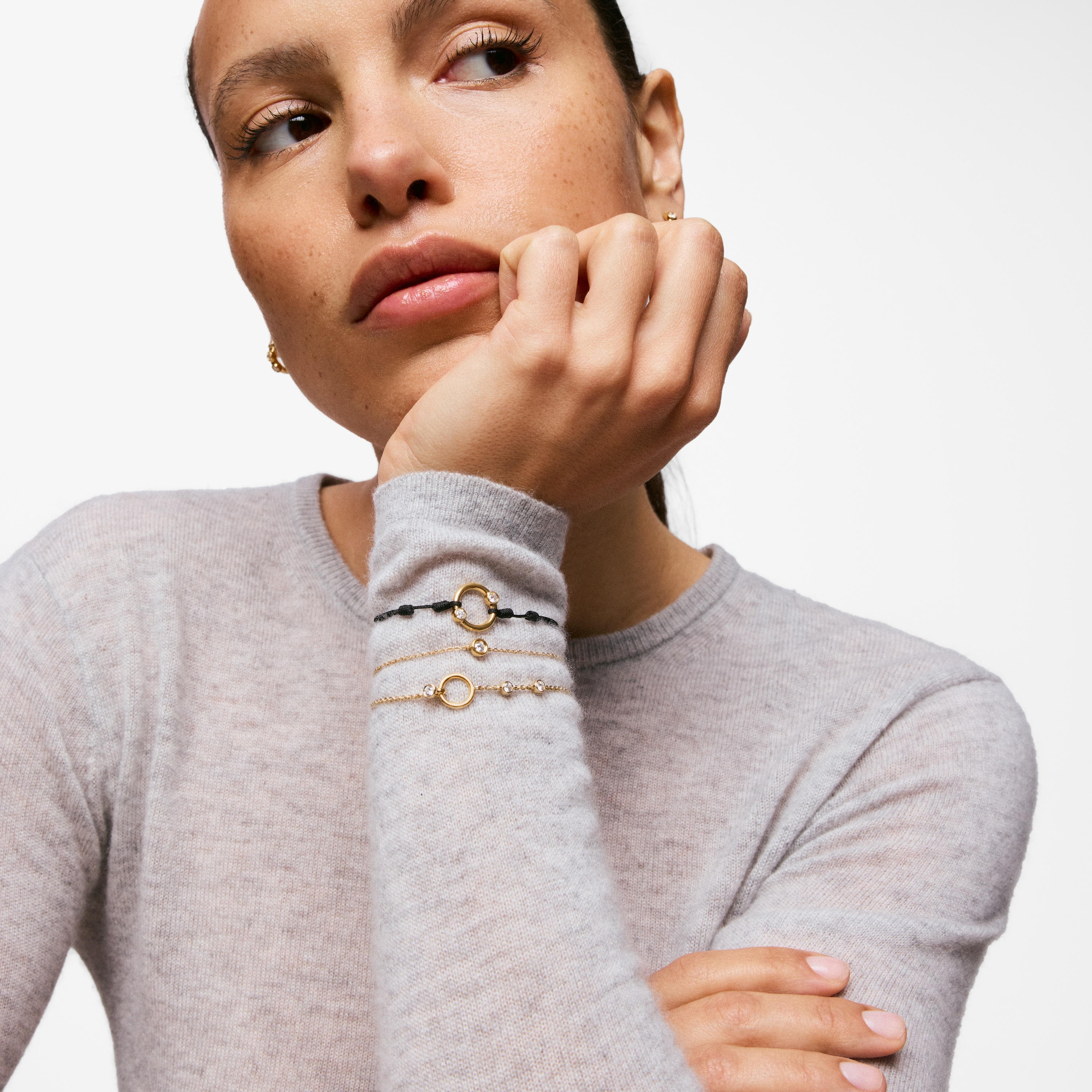 Bracelet with 18kt gold vermeil, laboratory-grown diamonds and nylon TOUS Straight LGD