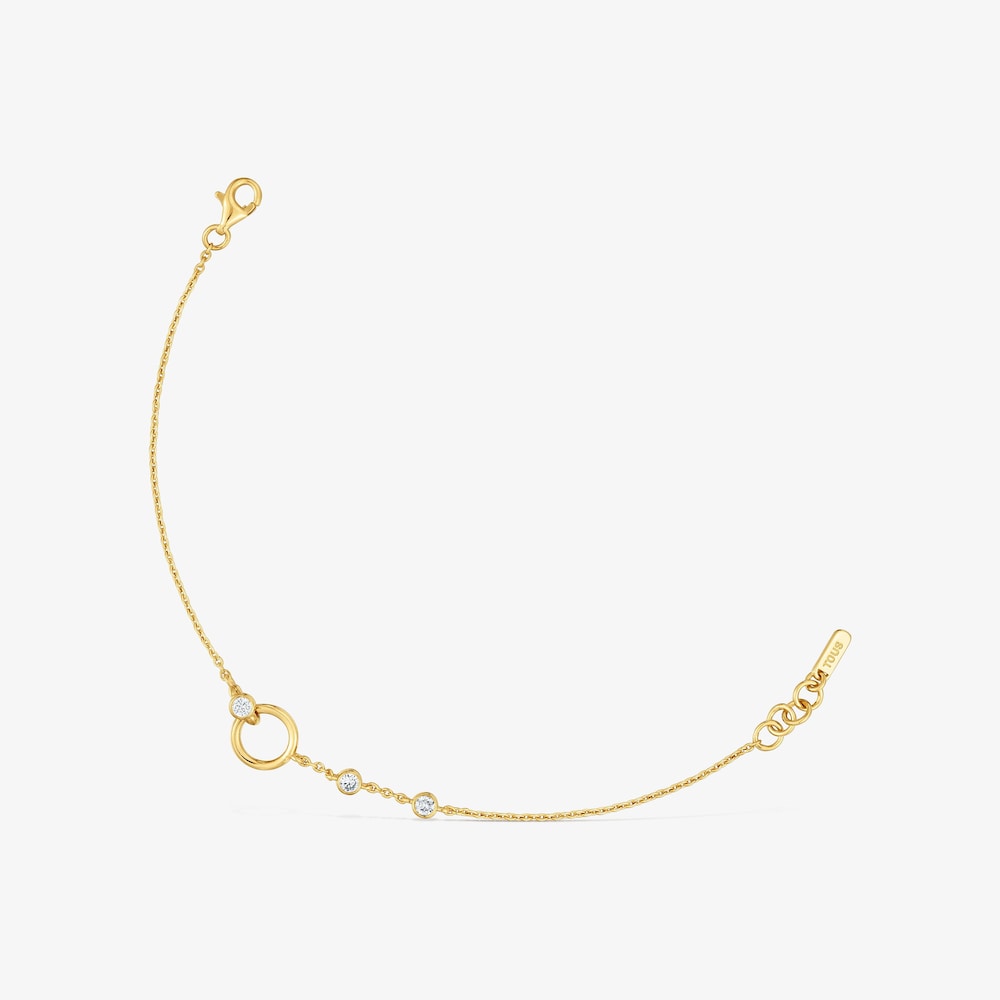 Bracciale in argento placcato oro 18&nbsp;kt e diamanti creati in laboratorio TOUS Straight LGD