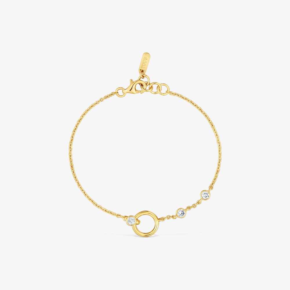 Bracciale in argento placcato oro 18&nbsp;kt e diamanti creati in laboratorio TOUS Straight LGD