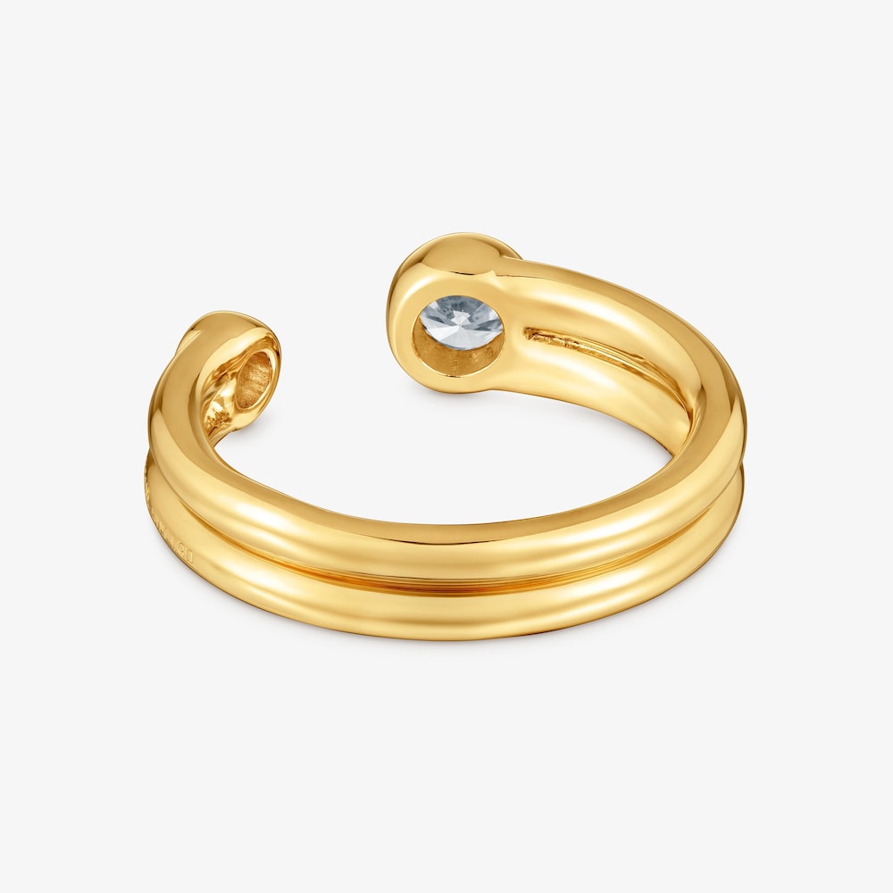 Bague ouverte en argent plaqu&eacute; or 18&nbsp;ct et diamants cr&eacute;&eacute;s en laboratoire TOUS Straight LGD