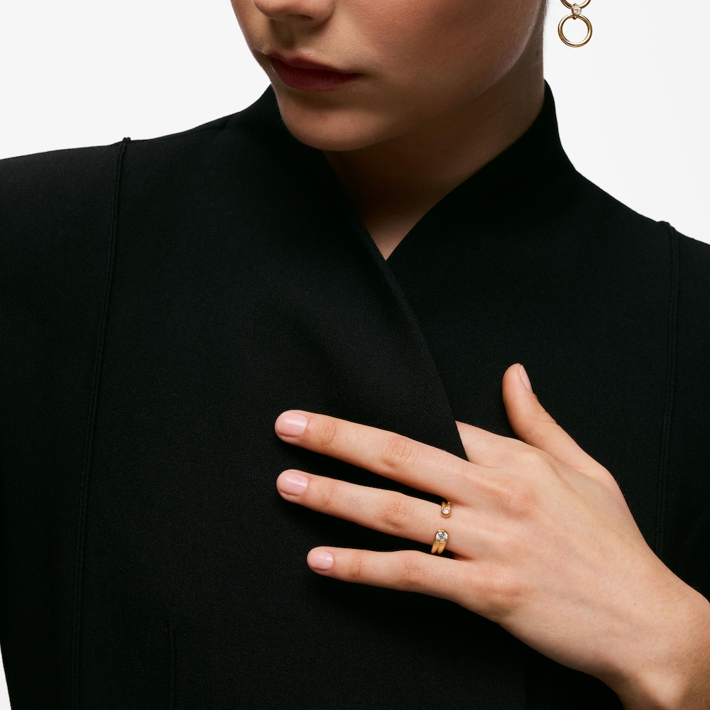 Anell obert amb bany d&rsquo;or de 18&nbsp;ct sobre plata i diamants creats al laboratori TOUS Straight LGD