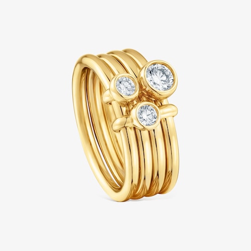 Anillo con ba&ntilde;o de oro 18 kt sobre plata y diamantes creados en laboratorio Straight LGD