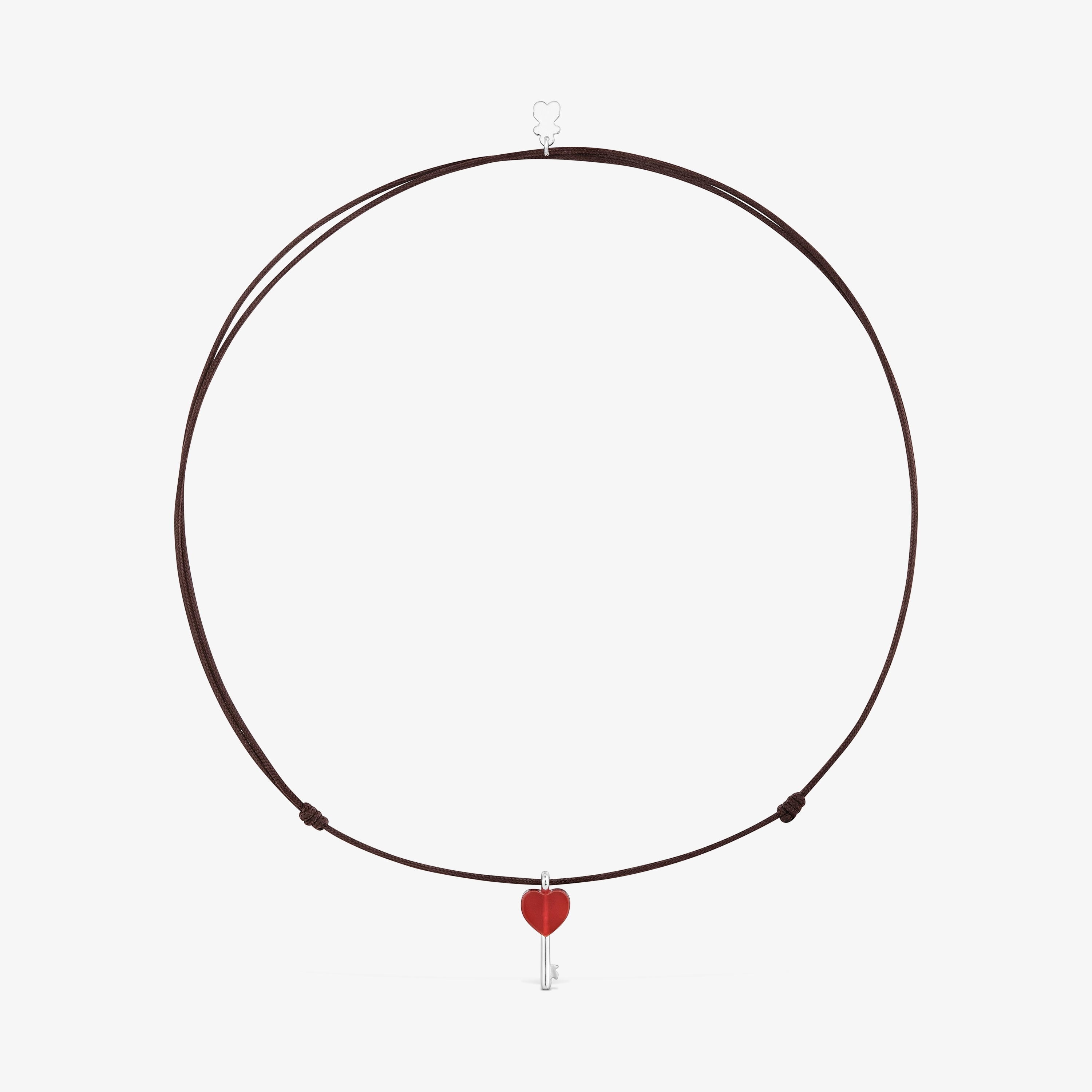 Silver, brown nylon and carnelian Necklace TOUS Unlock