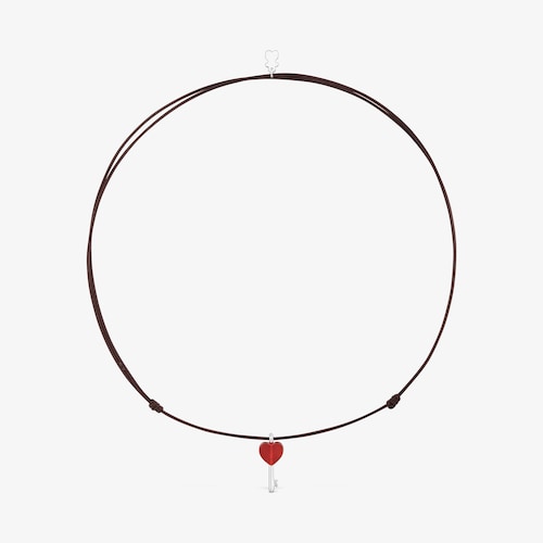 Collar de plata, nylon marr&oacute;n y cornalina TOUS Unlock