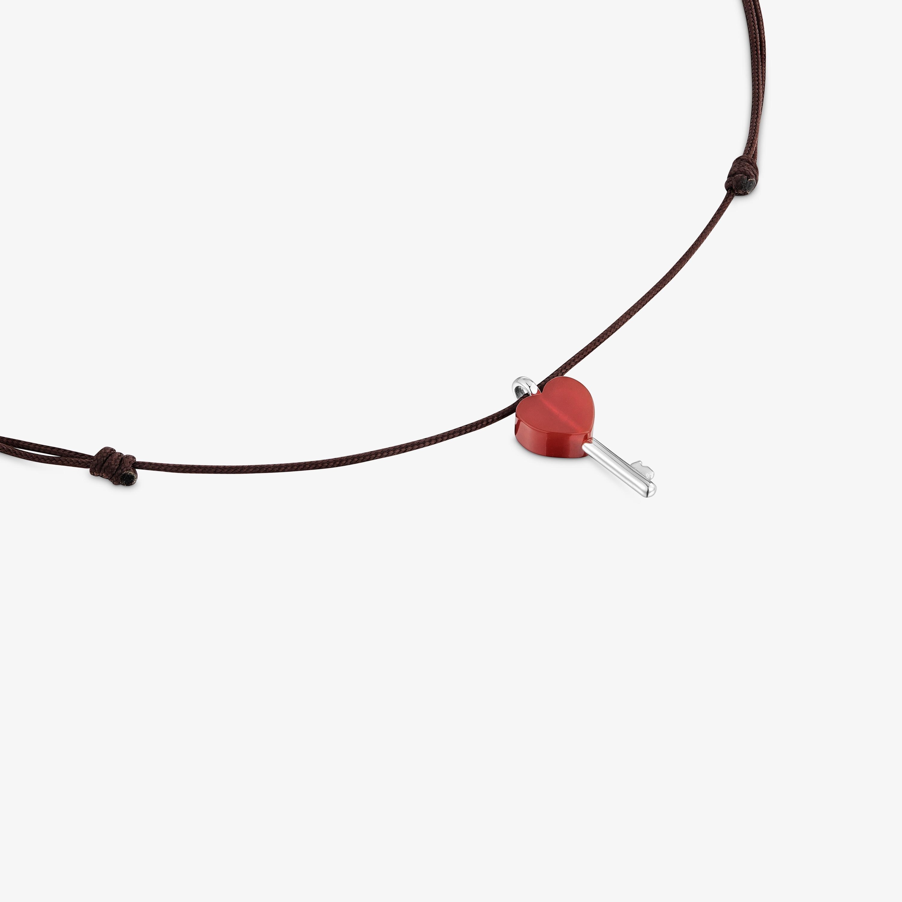 Silver, brown nylon and carnelian Necklace TOUS Unlock